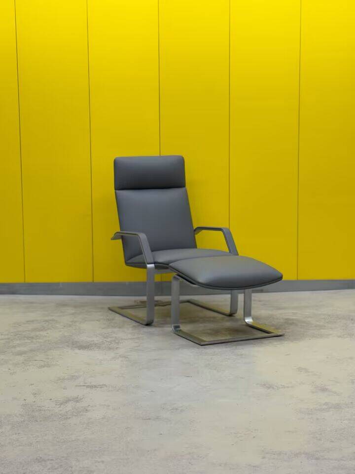 Fauteuil Relax Erpo Classics CL265 et repose-pieds - Cuir gris