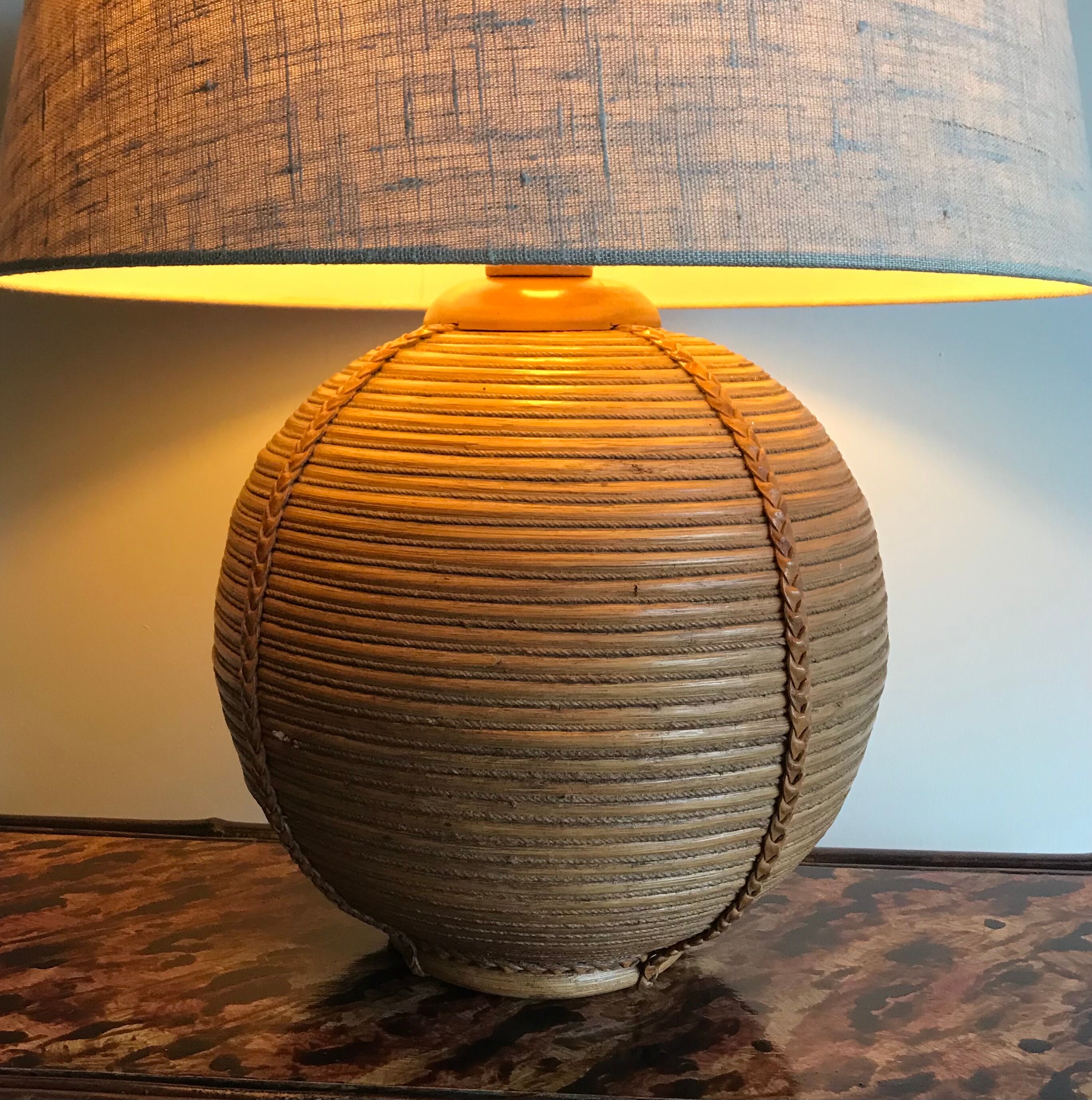Rattan table lamp Italy 70s