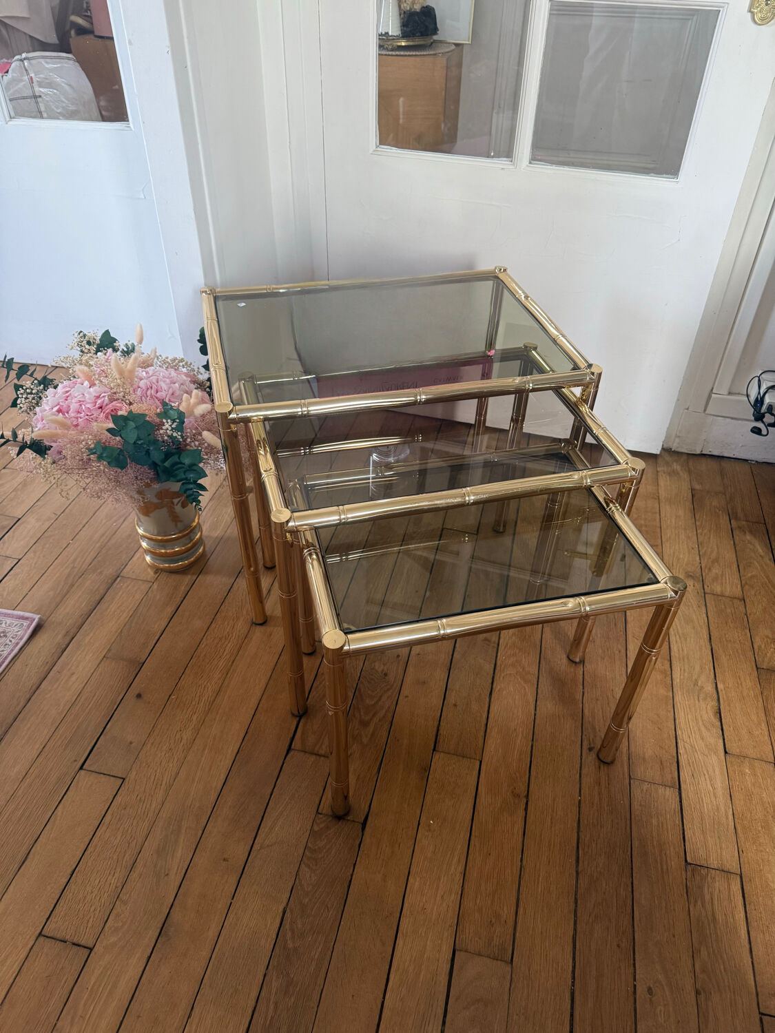 3 nesting bamboo tables