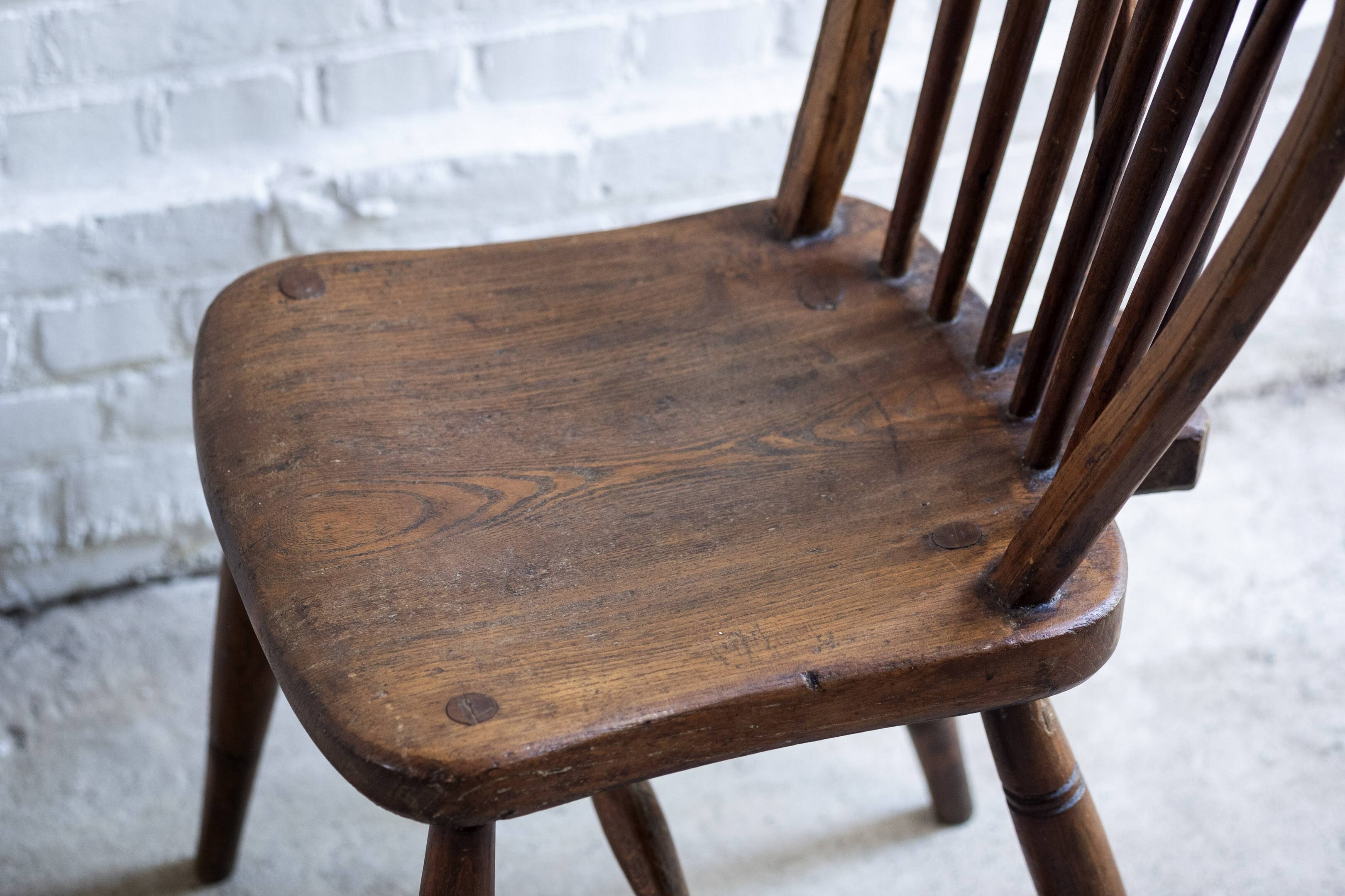 Early Charles Gibbons Windsor Chair in Elm, 1889 High Wycombe