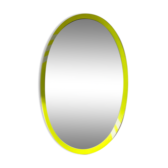 1970's oval wall mirror Schönbruch neon yellow