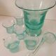 Service en verre soufflé bullé vert d'eau – Coupe sur pied, 5 tasses et louche