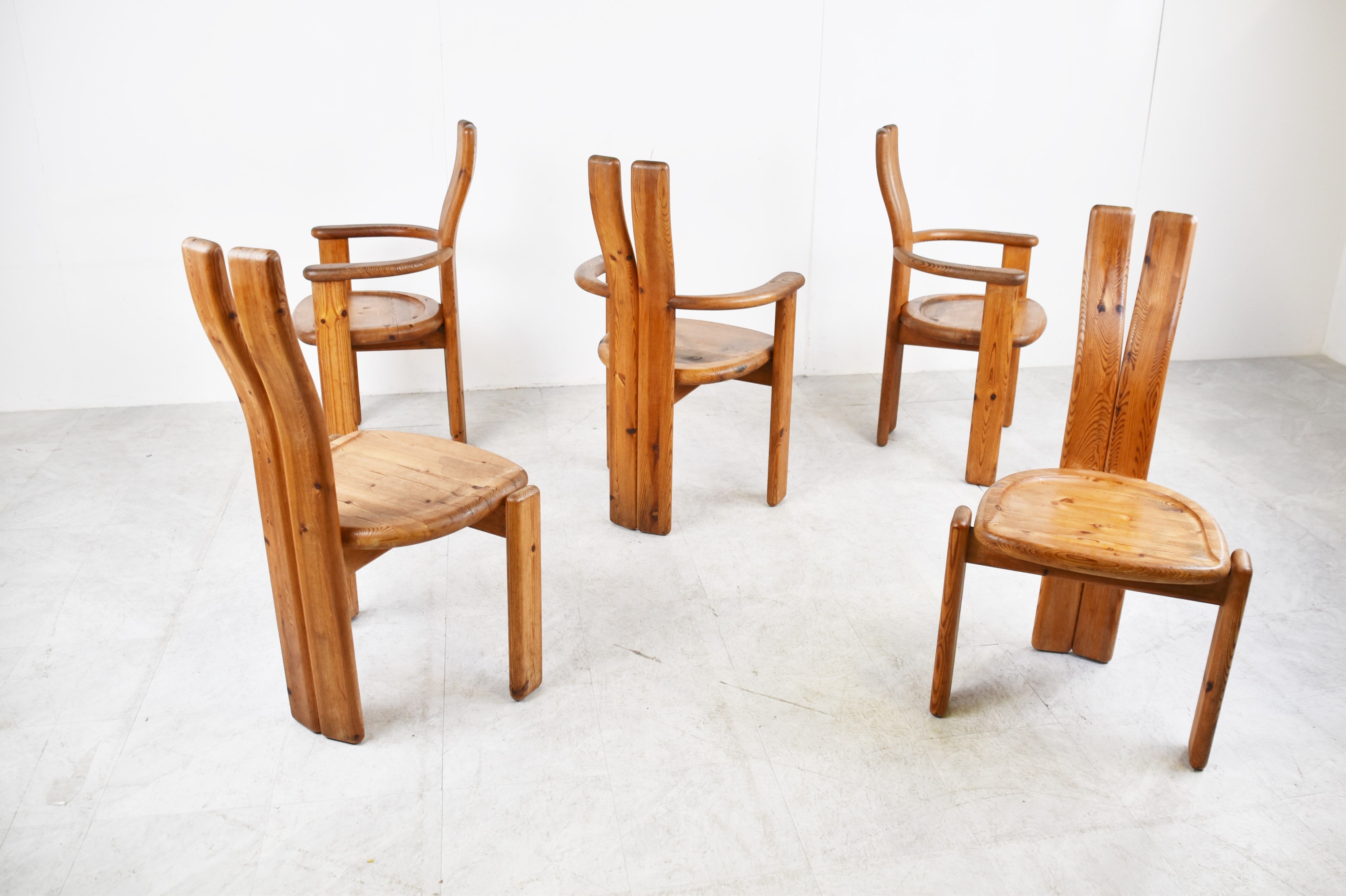 Set of 5 Brutalist dining chairs by Vamdrup Stolefabrik, 1960s