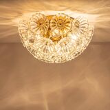 Sputnik ceiling light in floral glass and brass, Germany, 1960s.