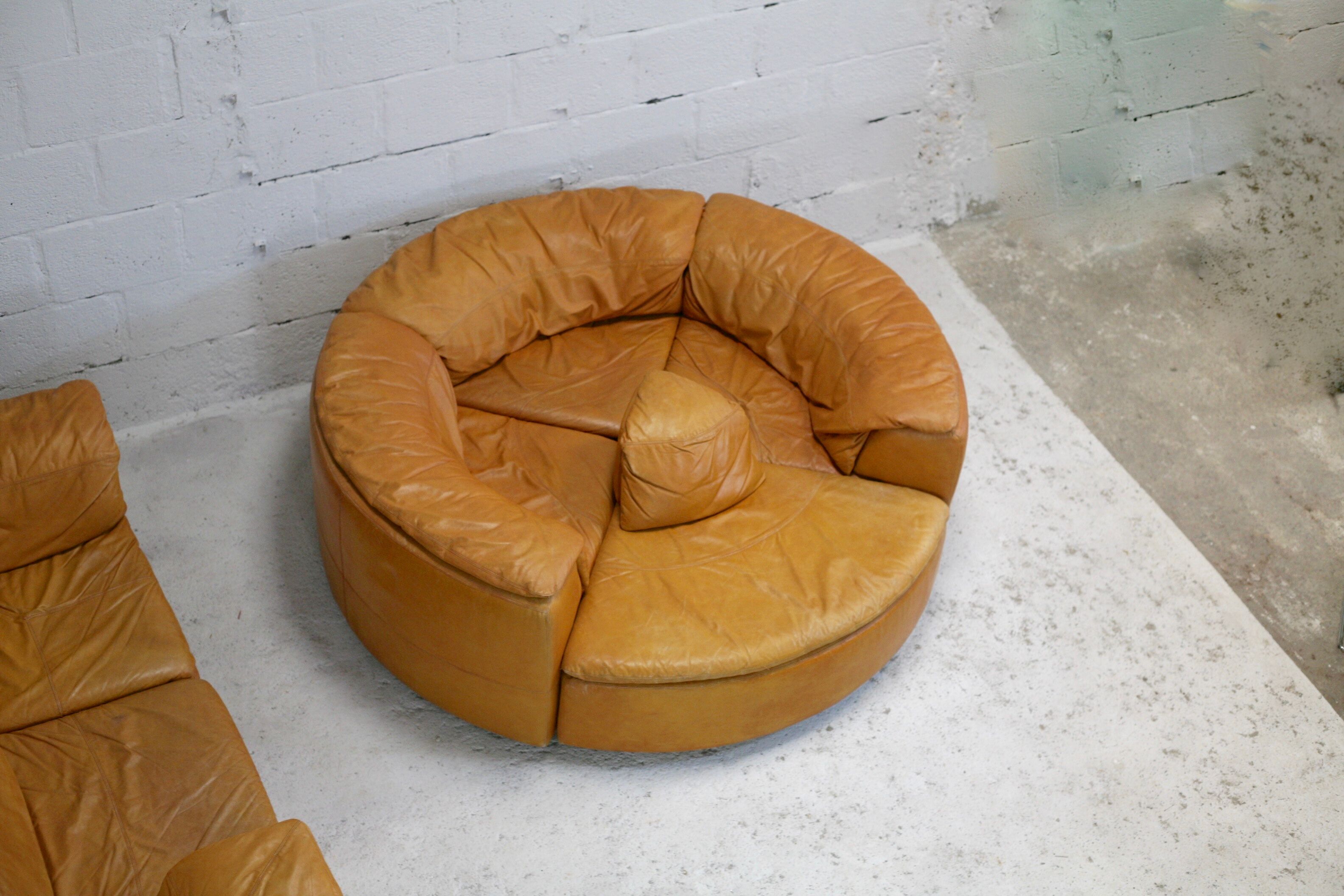 Leather modular sofa, 7 elements, 70s