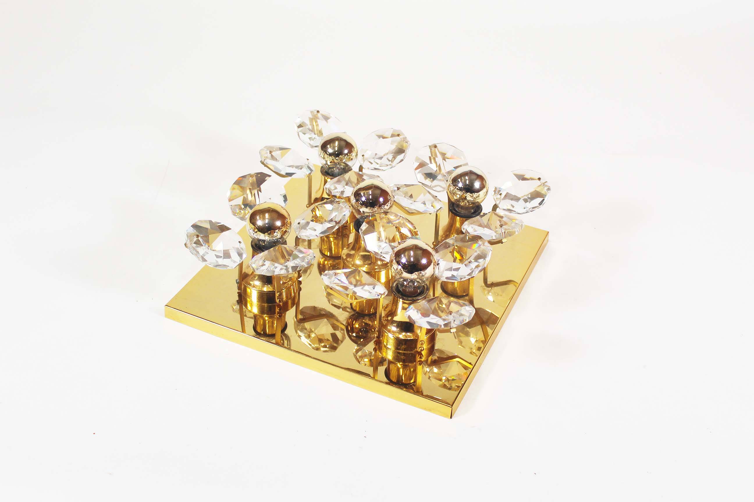 Stunning 1970's Brass Flush Mount Light by Christoph Palme