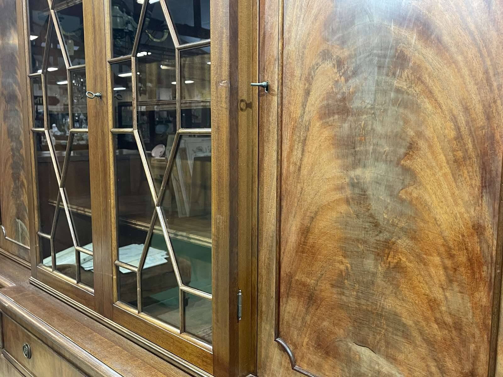 English mahogany secretary bookcase from the 1970s