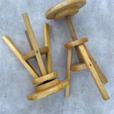 2 wooden screw stools