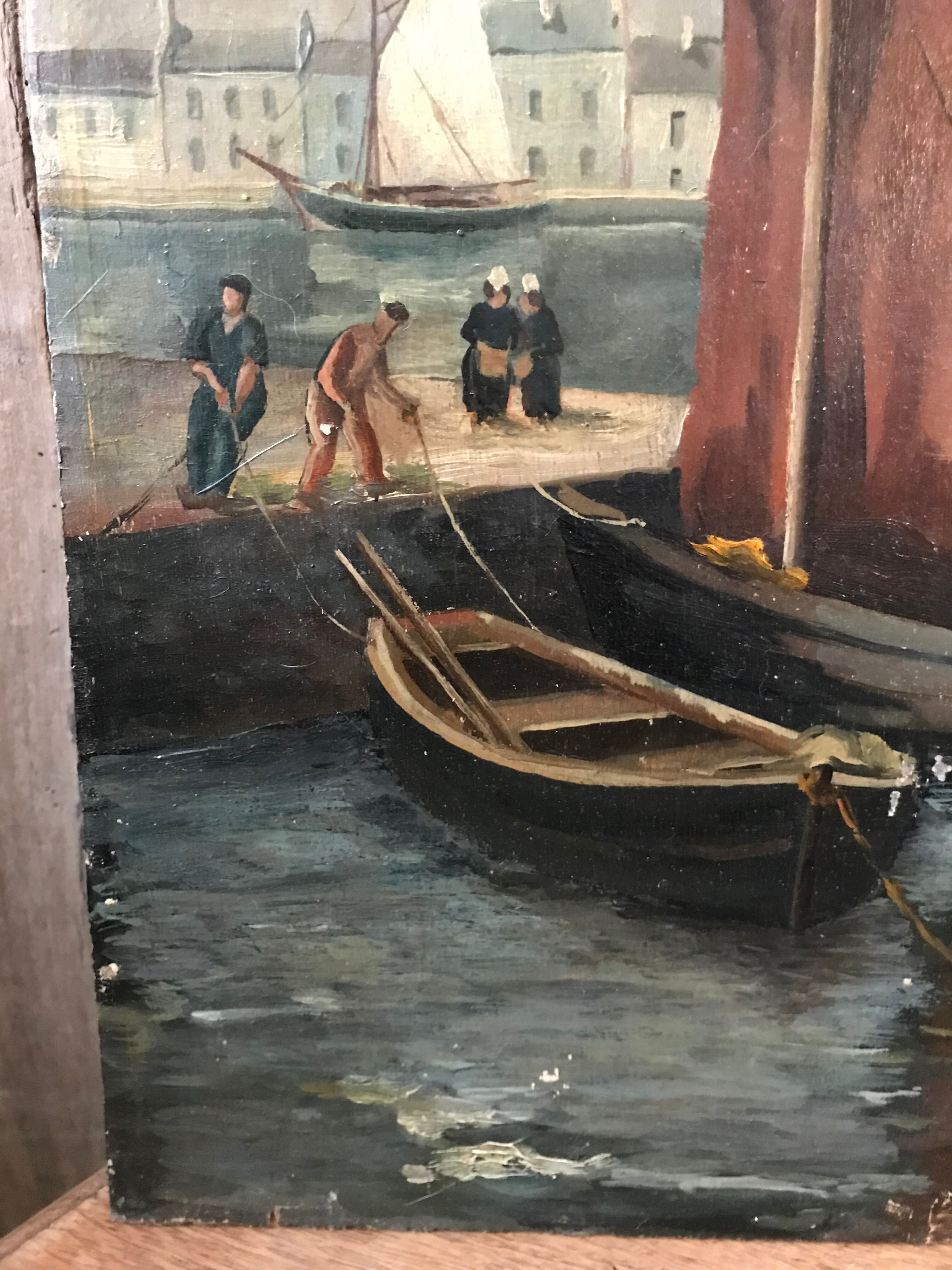 Marine on wood panel