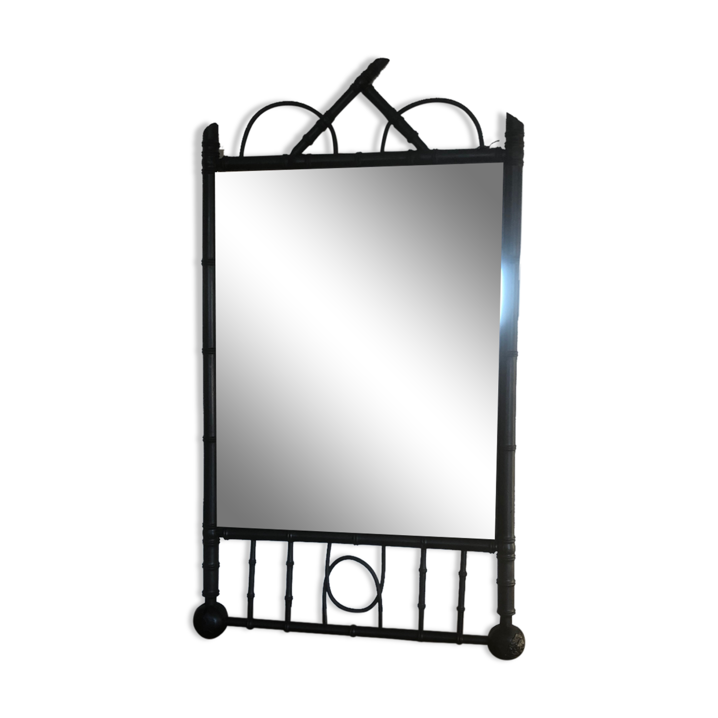 Turned wood mirror 54x95cm