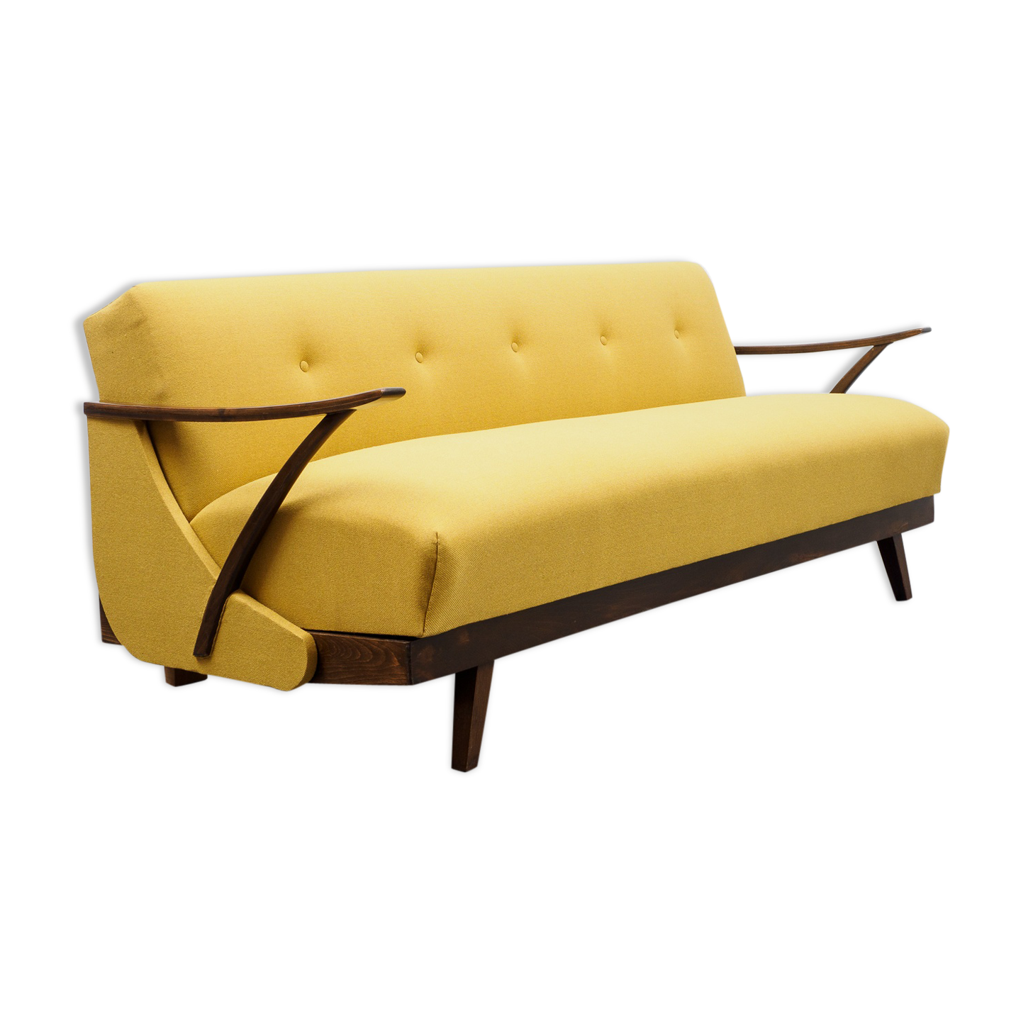 50s convertible sofa, refurbished, yellow