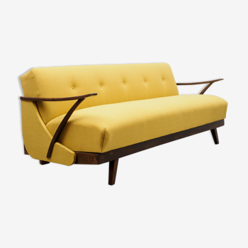 50s convertible sofa, refurbished, yellow