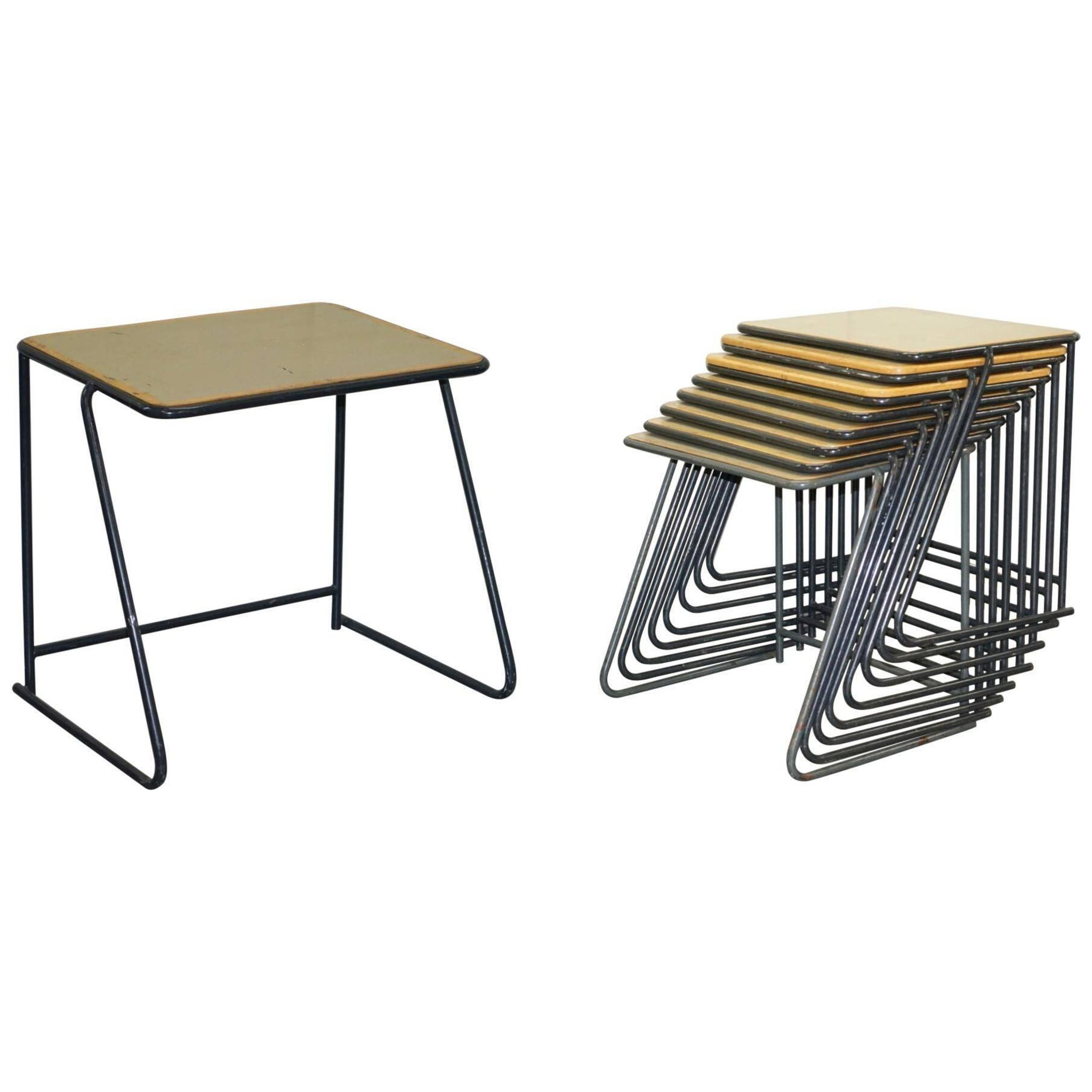 Table de bureau empilable militaire britannique en acier inoxydable