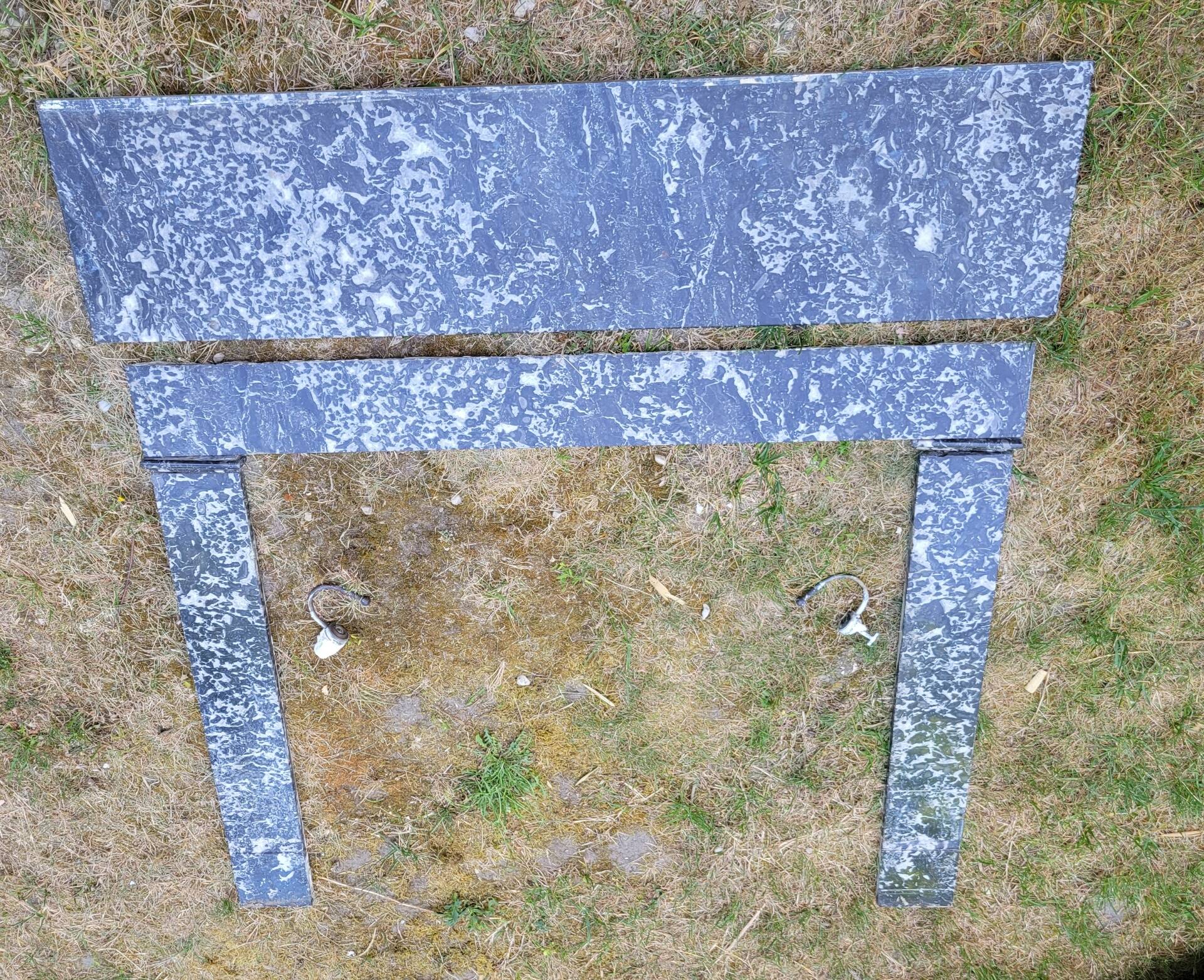 Grey marble fireplace