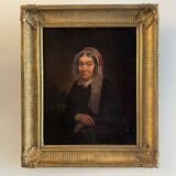 Portrait fin XIXe représentant une femme à la coiffe et à la dentelle