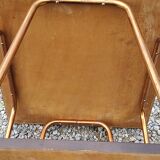 Vintage double wooden side table with copper base from the 50s
