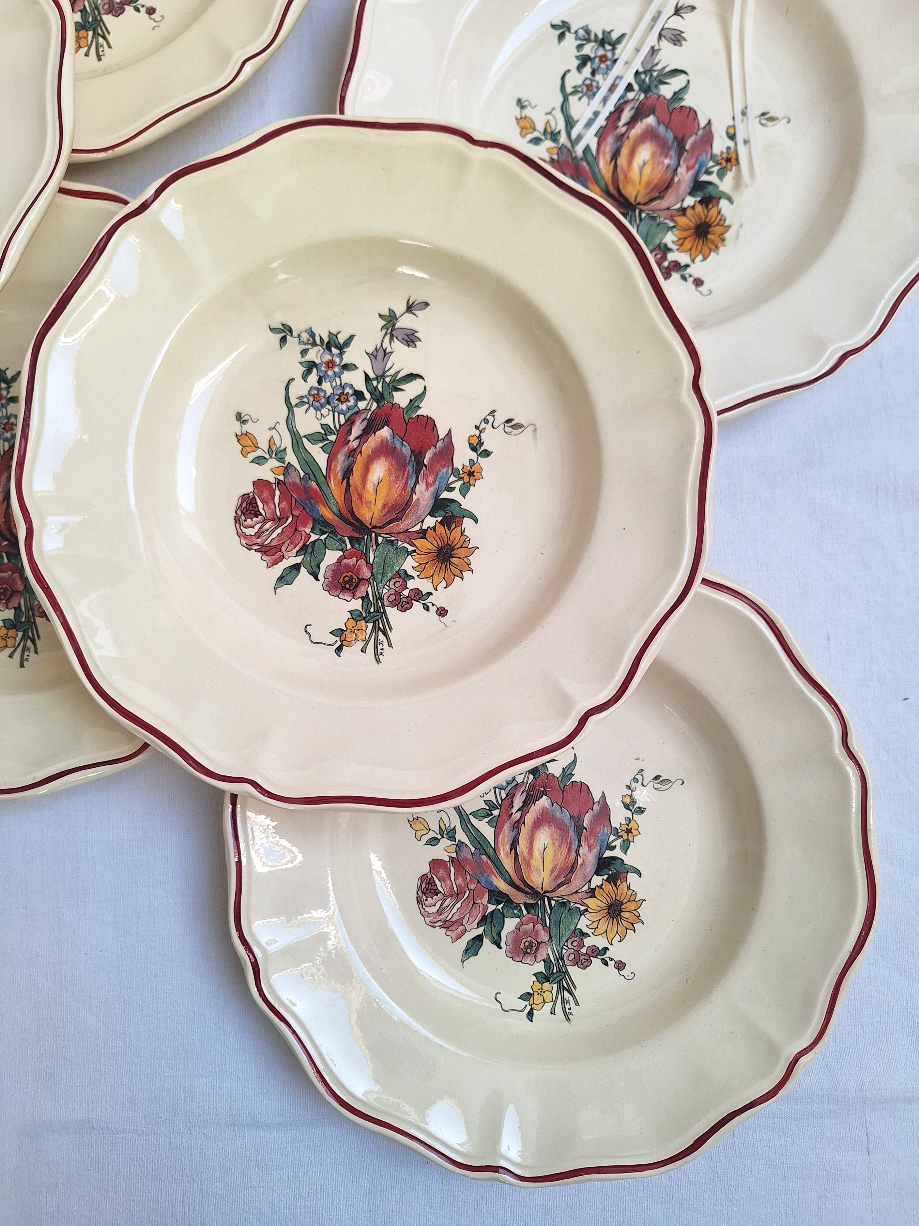 Assiettes creuses Digoin Sarreguemines Modèle Loraine
