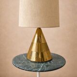 Lampe de table Italienne - 1970 - Laiton & Lin