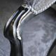 Antique armchair from the Napoléon III era, black wood with grey embossed velvet.