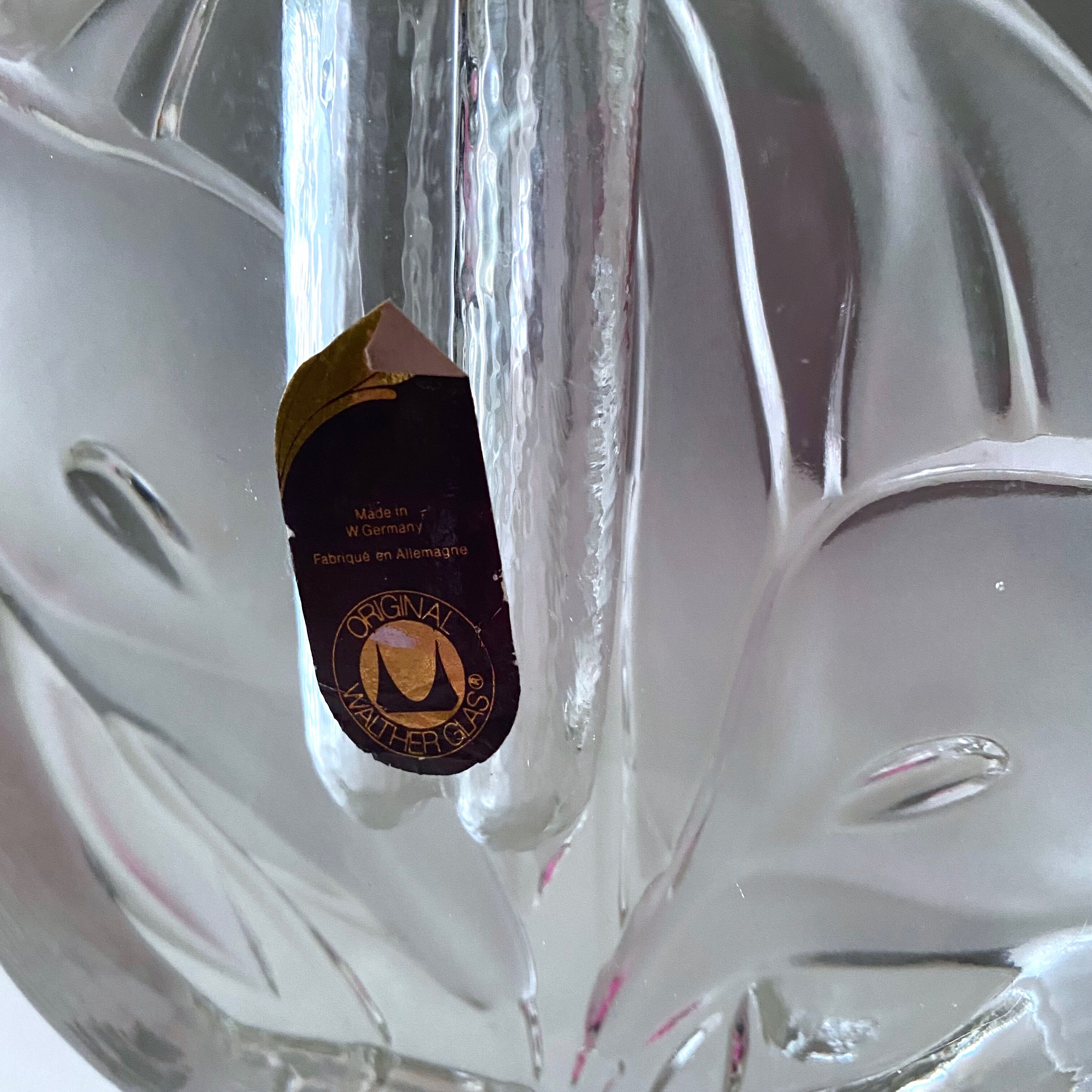 Mid century glass solifleur vase, block vase, walther glas germany