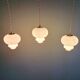 Trio de suspensions scandinaves en opaline blanche, 1960