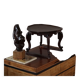 Organic Art Deco side table / solid stained wood stool, 1940s