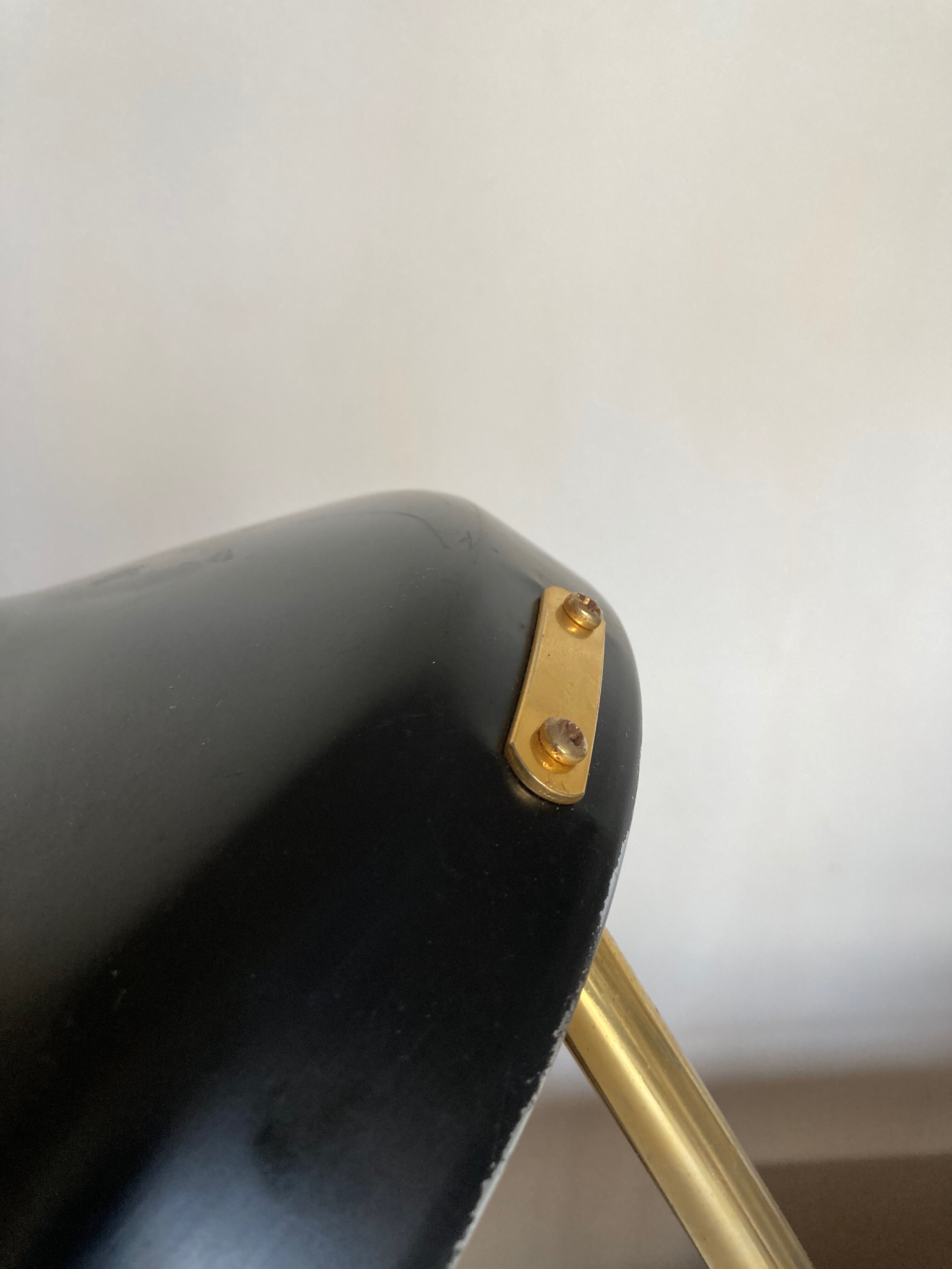 1960 black sheet metal and brass orientable lamp