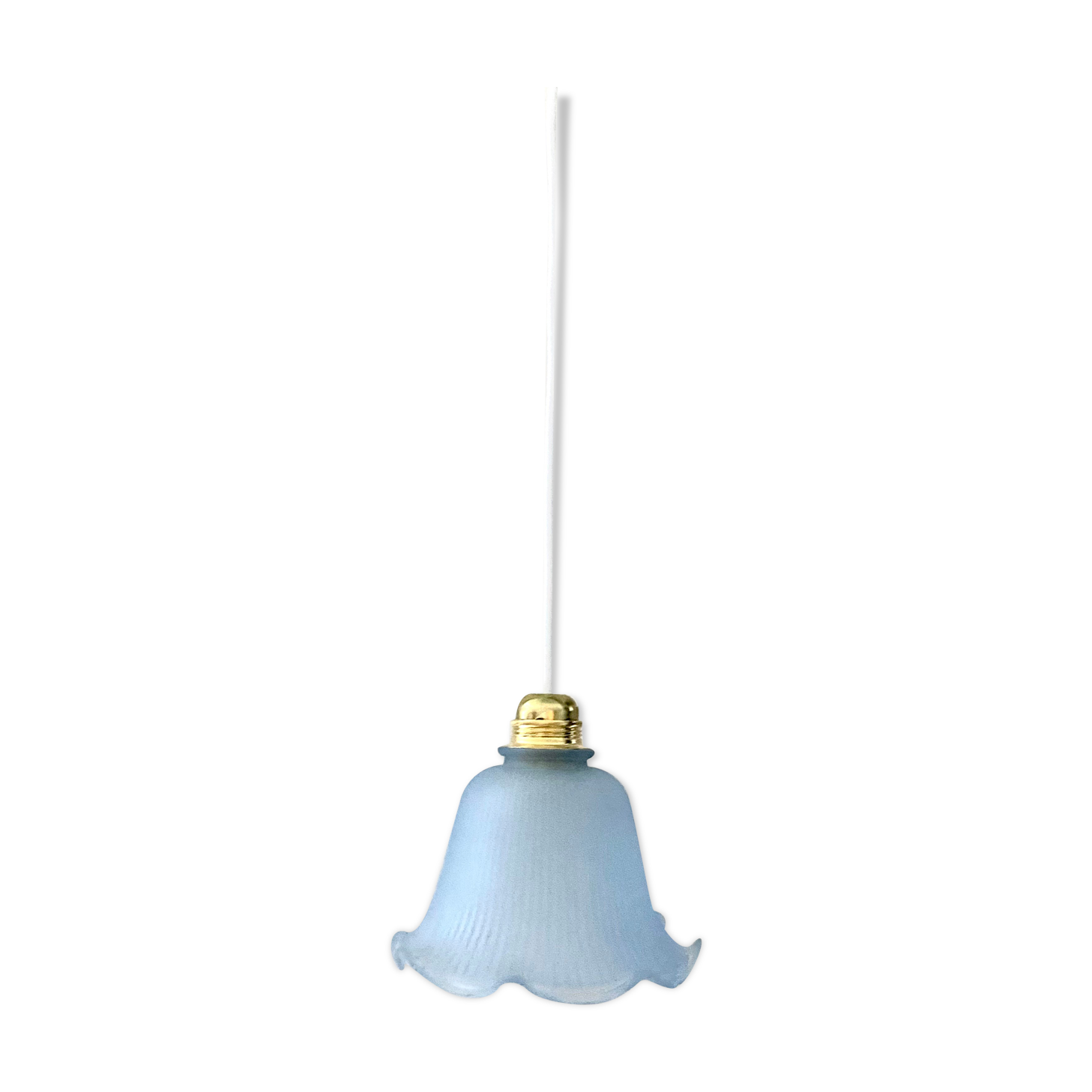 Blue glass tulip suspension lamp