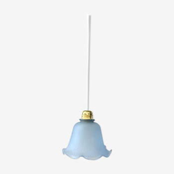 Blue glass tulip suspension lamp