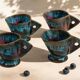 4 sculptural stoneware cups by Philippe Monroig