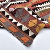 4x10 Red Green Tribal Kilim Rug 130x295Cm