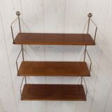 Wall shelf string gold metal and wood