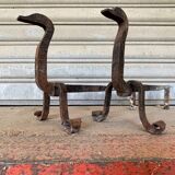 Pair of zoomorphic swan andirons 1970