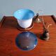 Suspension Bauhaus en opaline blanche et verre satiné bleu, années 1920