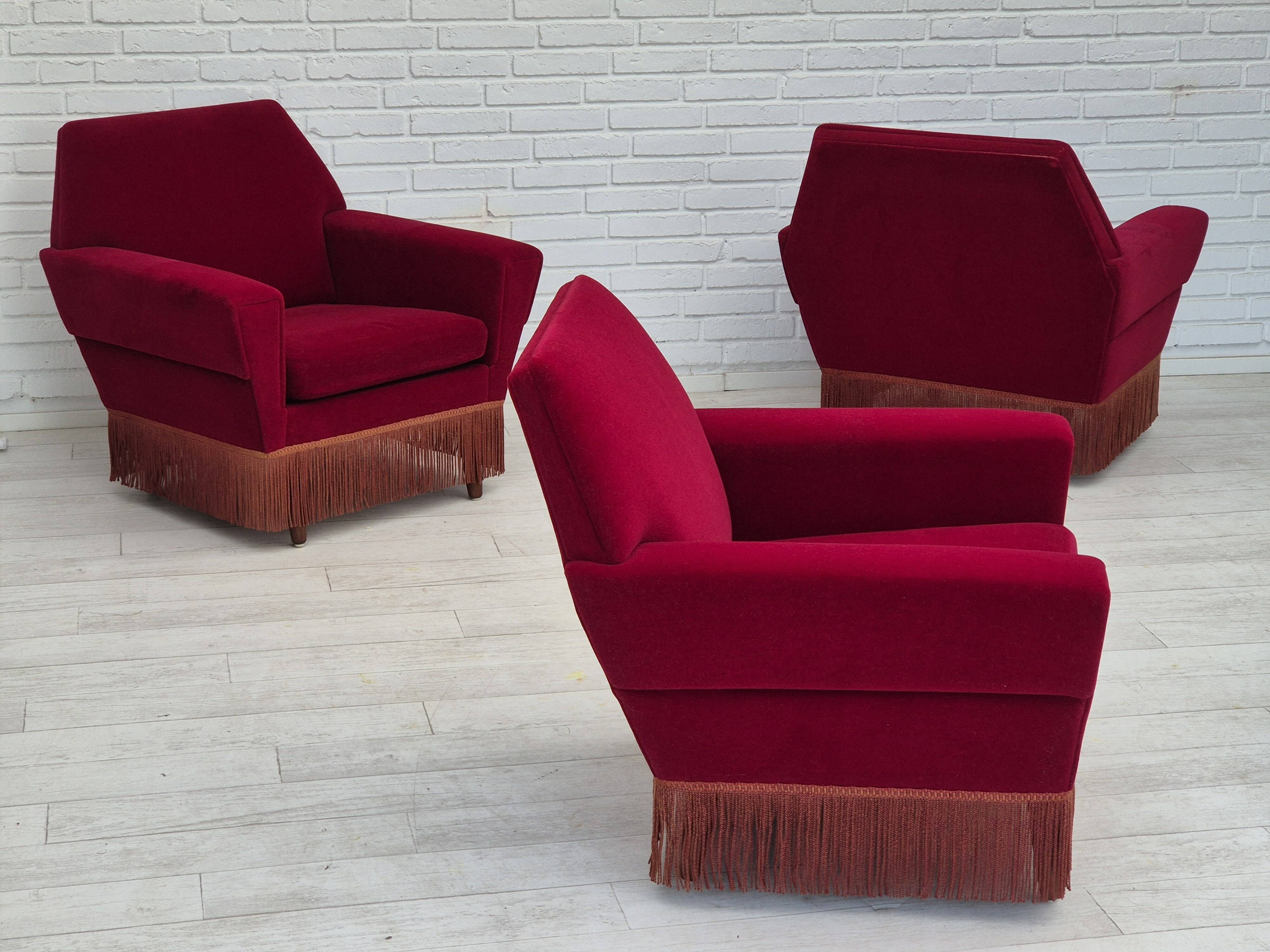 1970s, Danish armchair by Ryesberg Møbler, original condition, velour fabric.