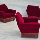 1970s, Danish armchair by Ryesberg Møbler, original condition, velour fabric.