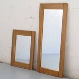 Pair of solid elm mirrors produced by the Regain group in 1980