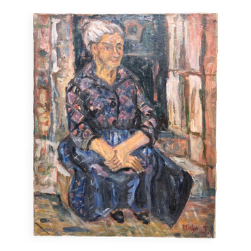 Peinture naive portrait de femme