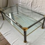 Glass and brass coffee table