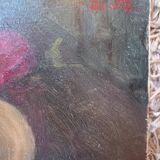Tableau huile. Nature morte au chapeau