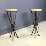 Vintage French wrought iron bar stools, 1960s - set of 3