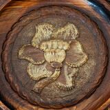 Vintage Handcarved Wooden Plate, Floral Folk Art, Wall Hanging, 1960s Decor