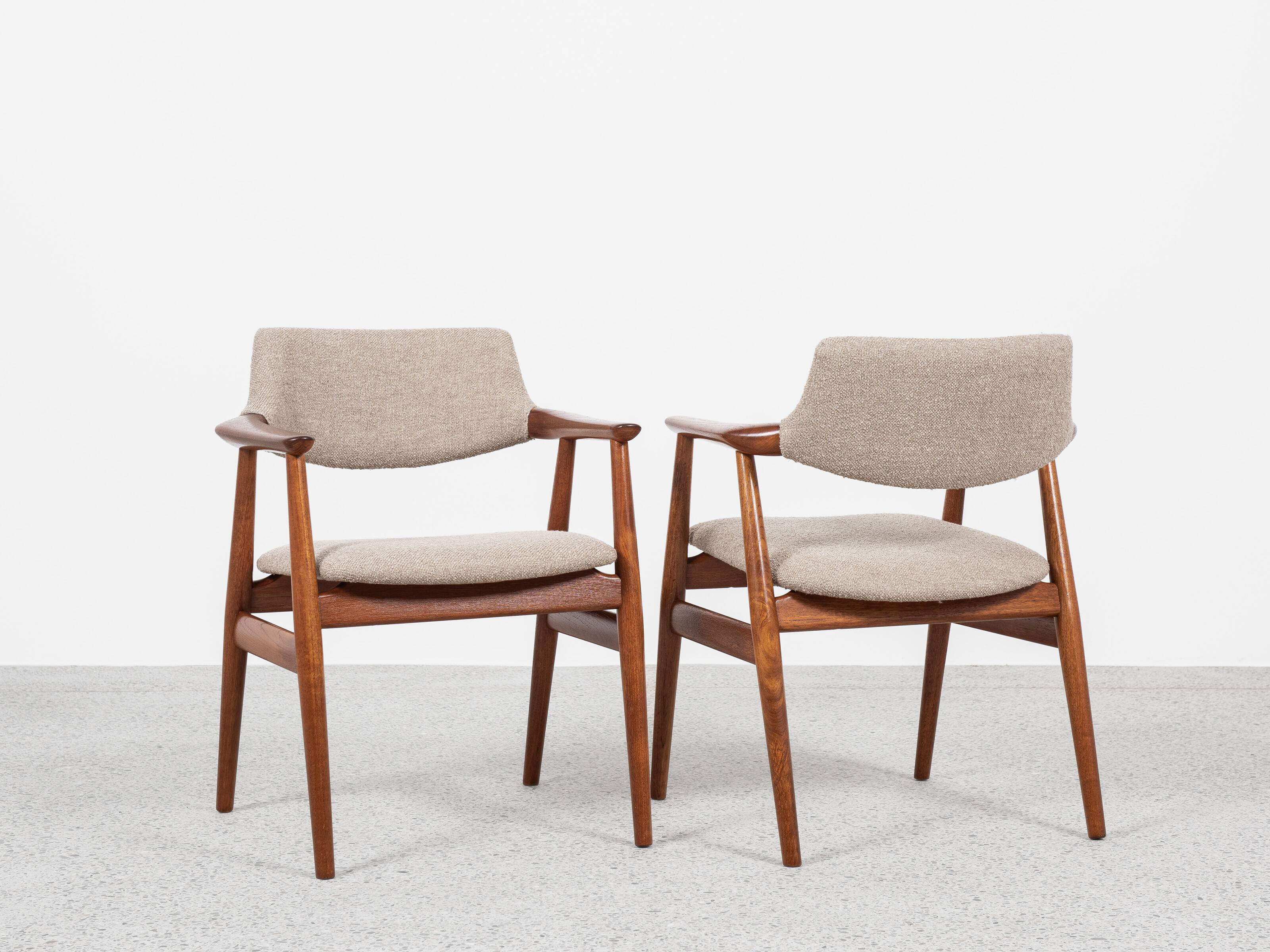 Midcentury Danish pair of chairs in teak by Erik Kirkegaard for Glostrup 1960s