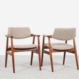 Midcentury Danish pair of chairs in teak by Erik Kirkegaard for Glostrup 1960s