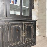 Display cabinet in patinated wood