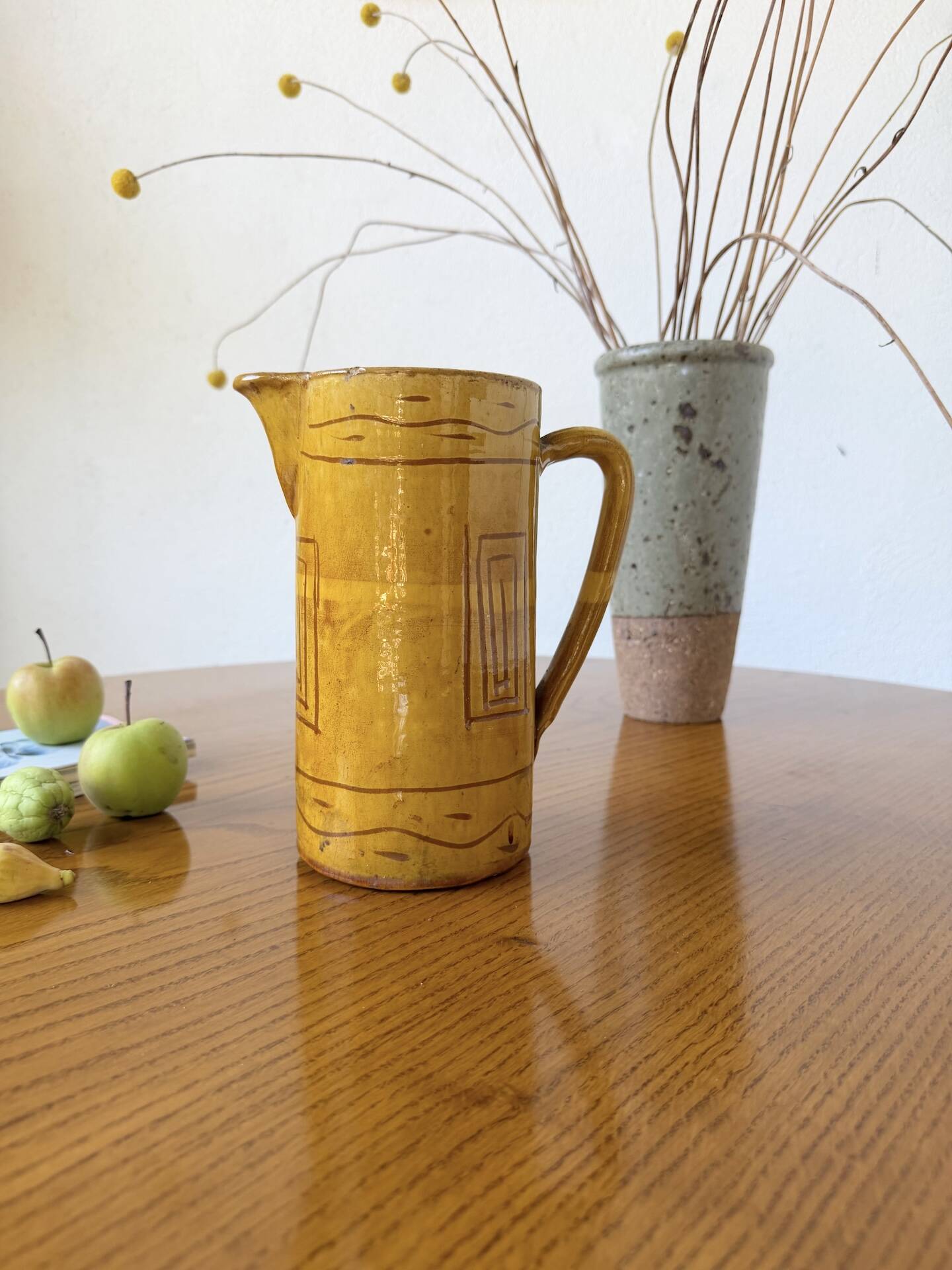 Vintage yellow glazed stoneware jug