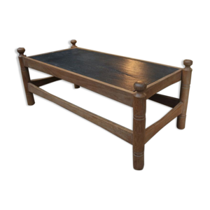 Table basse en acajou et ardoise
