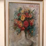 Still life painting with a vase of flowers by Osman DE Scolari (Palermo, 1908 - Florence, 1998)