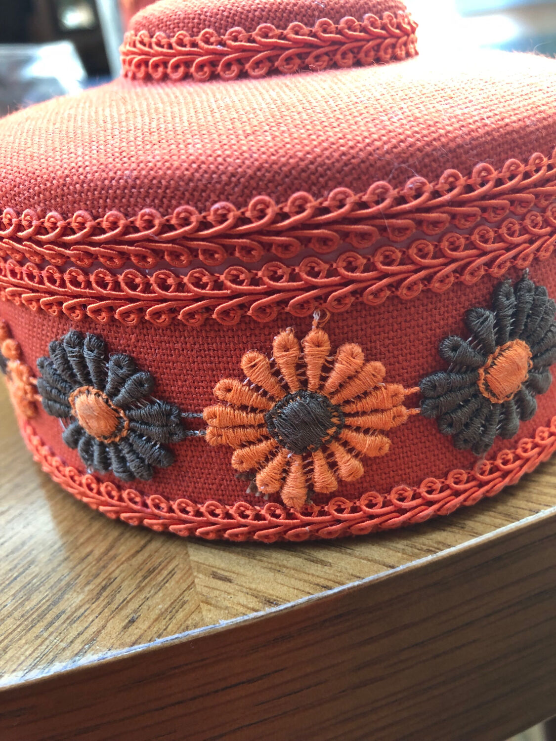 Vintage orange toilet storage boxes