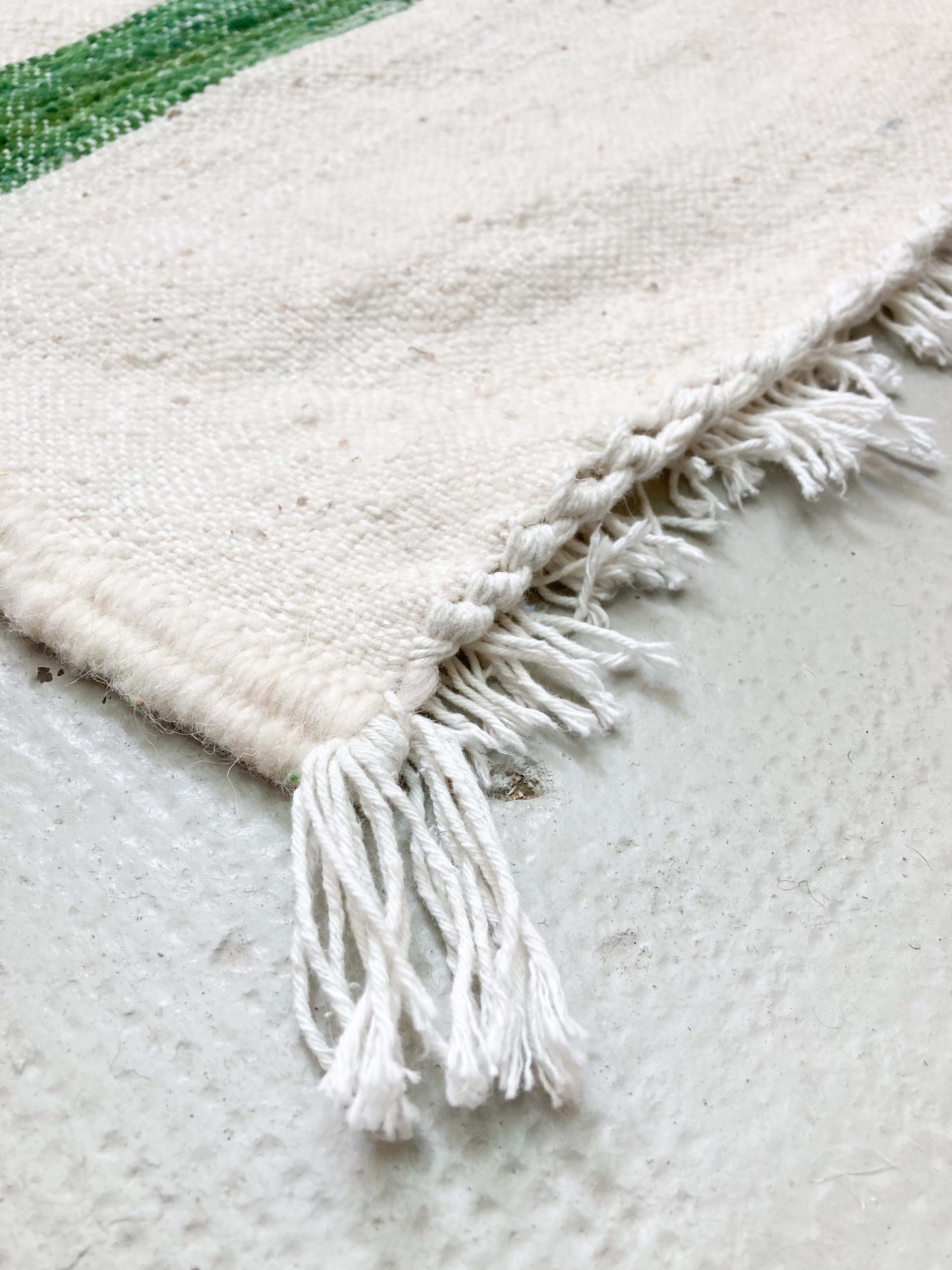Kilim Moroccan Berber ecru with green patterns 250x142cm
